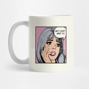 Pop Art Crying Girl Silver & Pink - But I Don't Want To Mug